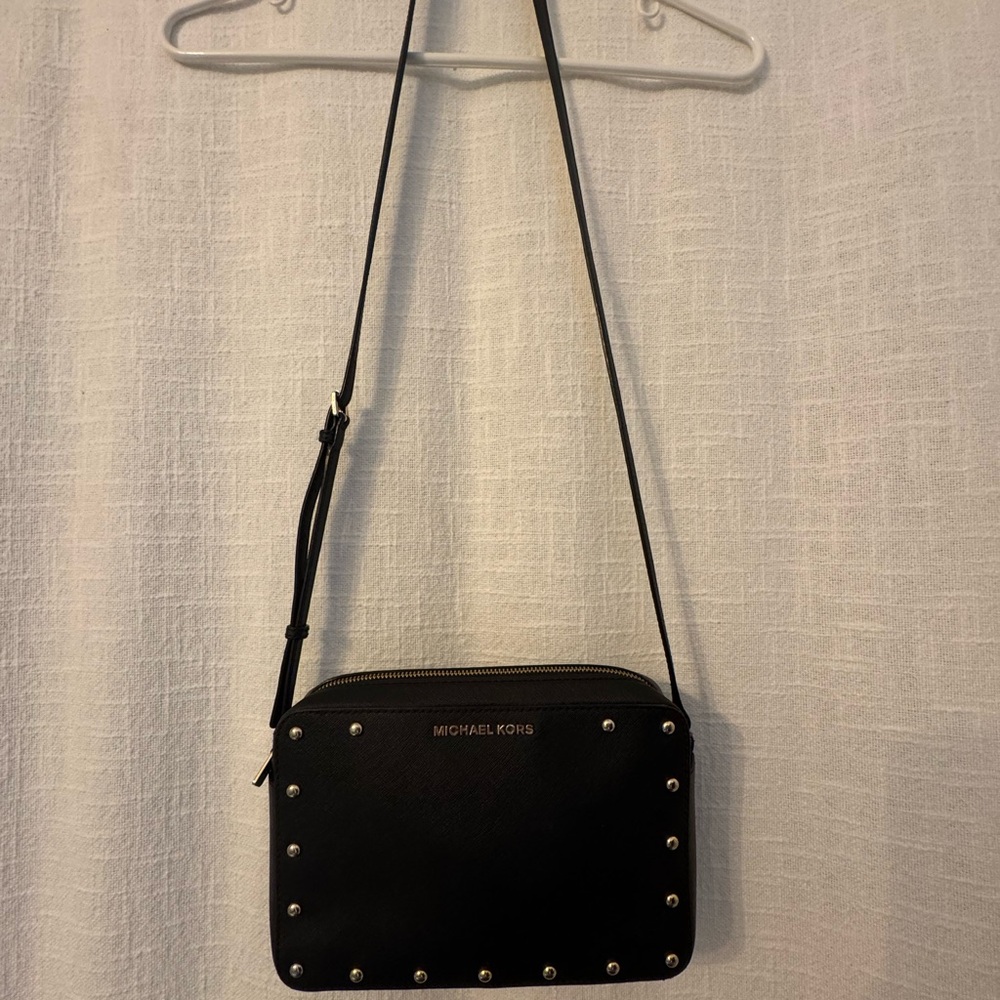 Michael Kors Black Crossbody Bag with Gold Accents